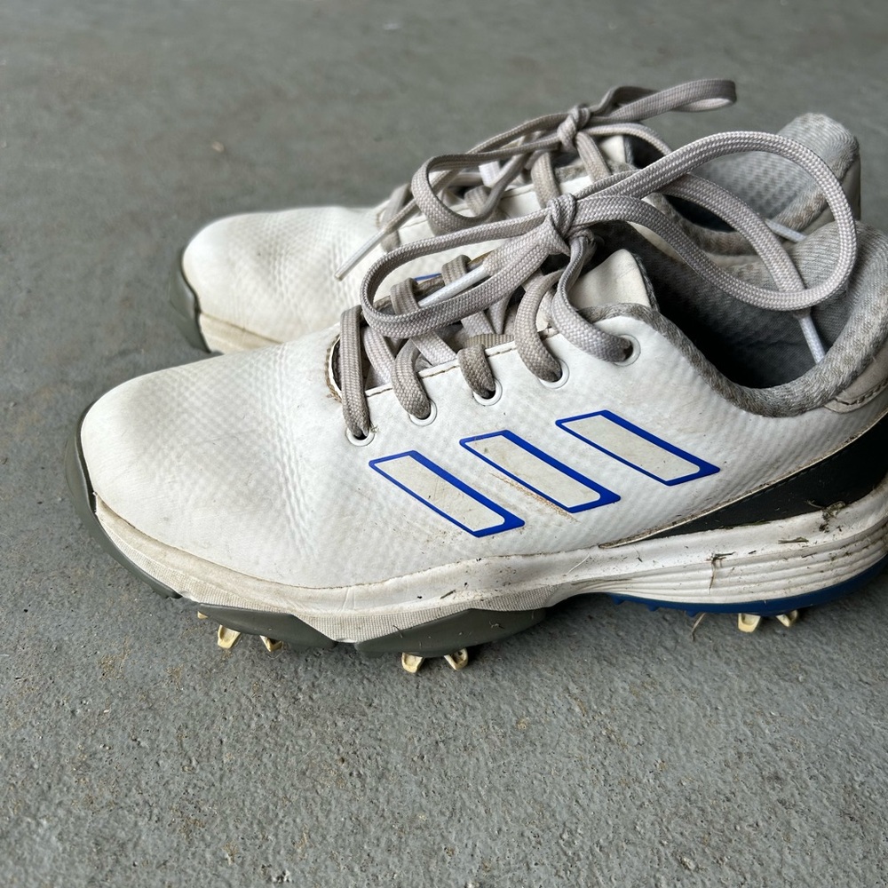 Adidas White and Blue Golf Shoes-youth size 1.5